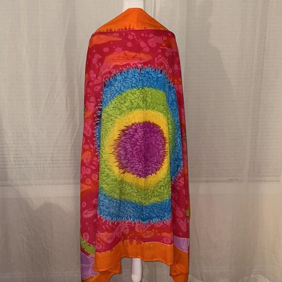 Cleopatra Neon Colored Pink Orange Blue Green White Tropical Beach Wrap Scarf - Picture 3 of 11